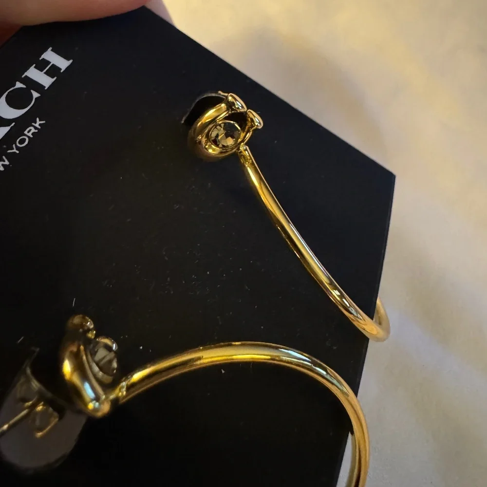Coach Pave C Logo Hoop Earrings  - NWT - Picture 3 of 8